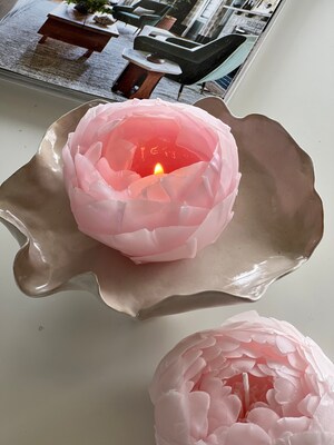 Pink Peony flower candle. Scented. Unscented - image3